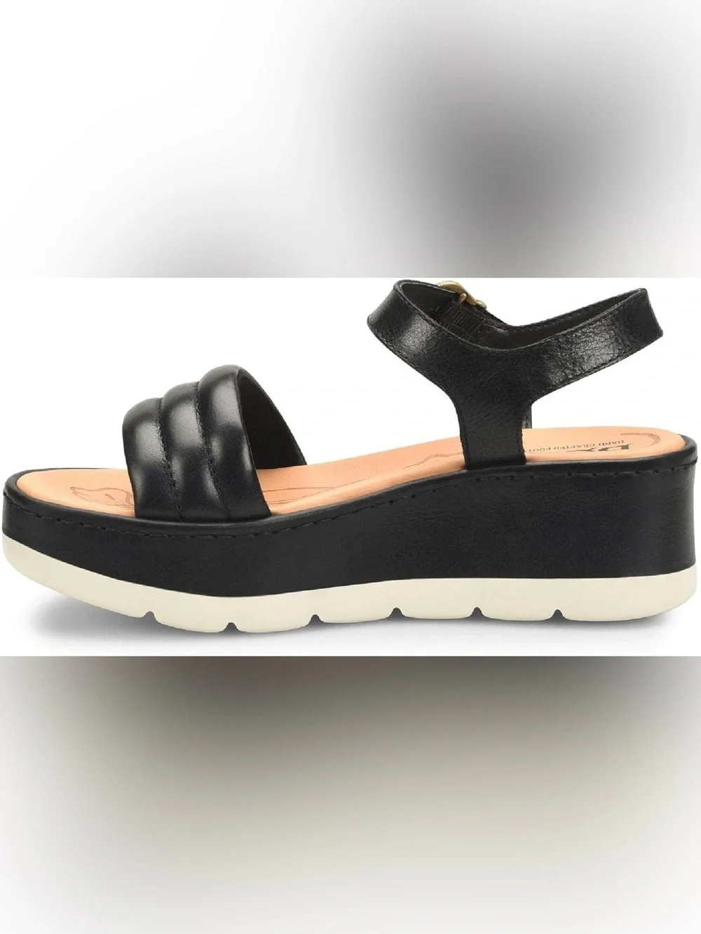 BORN Faro Quilted Leather Ankle Strap Platform Wedge Sandal